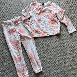 art class Pink Tie-Dye Star Ruffle Sleeve Pajama Set